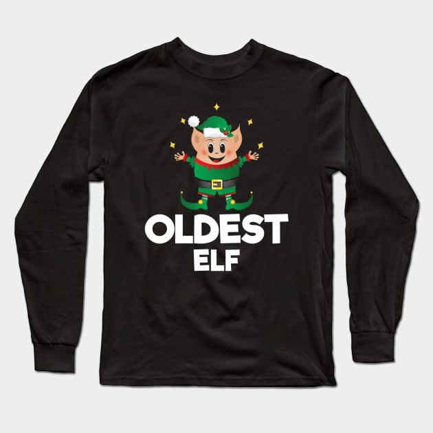 Christmas Elf Costume Squad Merry Xmas Funny Cute Oldest Elf Long Sleeve T-Shirt by intelus